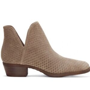 Lucky Brand Bashina Suede Leather Perforated Ankle Boots Booties Tan Size 12